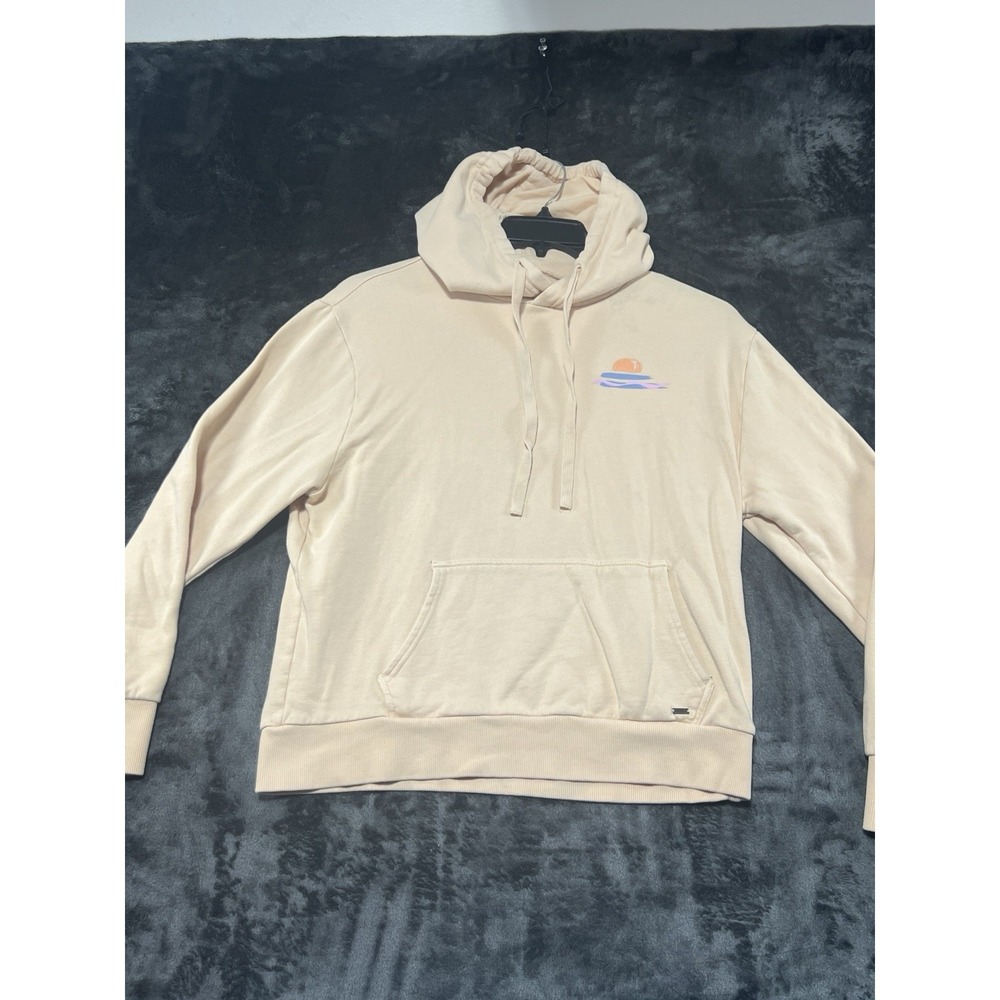 O'Neill Men's Large Pullover Hoodie Peach Fleece Palm Tree Graphic Surf